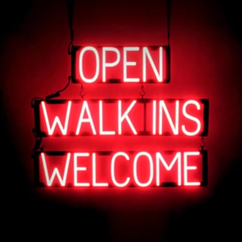 SpellBrite LED Neon OPEN WALK INS WELCOME Sign - Red, 30" x 24"