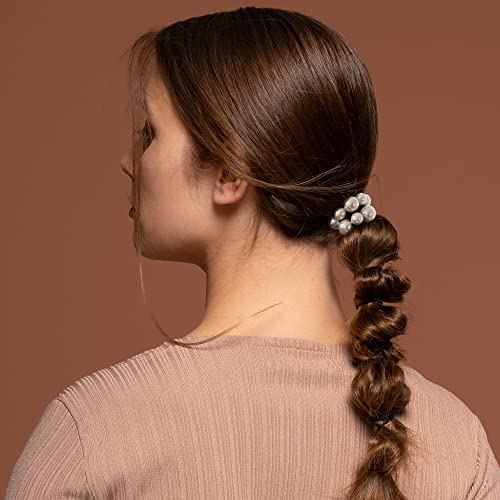 Pearls Wrist/Hair Tie For Women. Elegant Pearls Ponytails, Elastic Wrist Bracelet/Hair Pearl Band.decorative Hair Tie Holder. White Classic Ponytail Pearls For Any Occasion. #TOP6