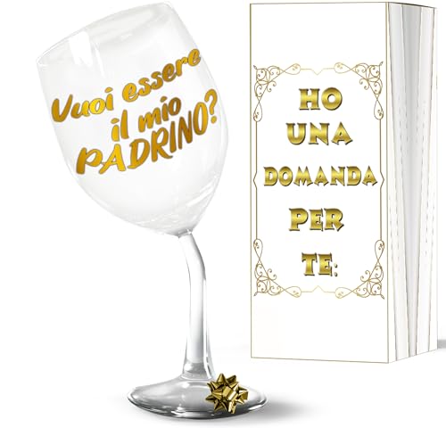 Aurìca "¿Quieres ser mi padrino?" Copa de vino personalizada - Un regalo § original para pedir a la persona especial que se convierta en el padrino de tu hijo