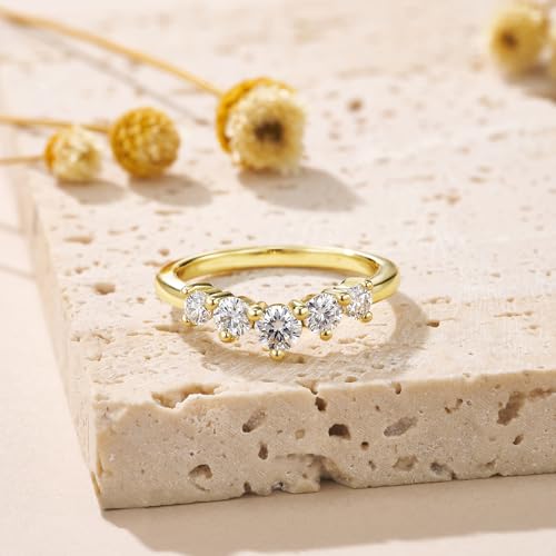 Moissanite Eternity Rings Wedding Bands Engagement Rings D Color VVS1 Clarity Round Brilliant Cut 925 Sterling Silver 5 Stones Stackable Anniversary Band Rings for Women2