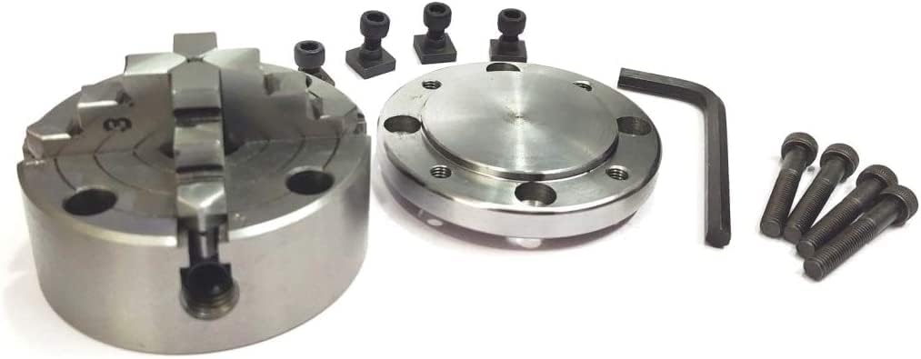 80 mm 4 Jaws Independent Dog chuck M14 x 1 Unimat Thread-Lathe with Back Plate & T-nuts for Rotary Table Milling and Engineering Tools