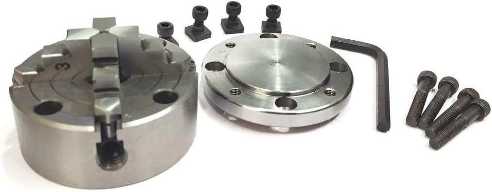 Portabrocas de 80 mm con 4 mandíbulas independientes M14 x 1 Unimat con placa trasera y tuercas en T para fresado de mesa giratoria e ingeniería herramientas