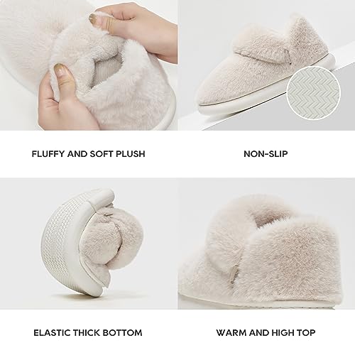 utune Women Fuzzy Boots Plush Booties Fireside Shearling Indoor/Outdoor Foldover Boot Slipper House Slippers Winter Snow Boots3