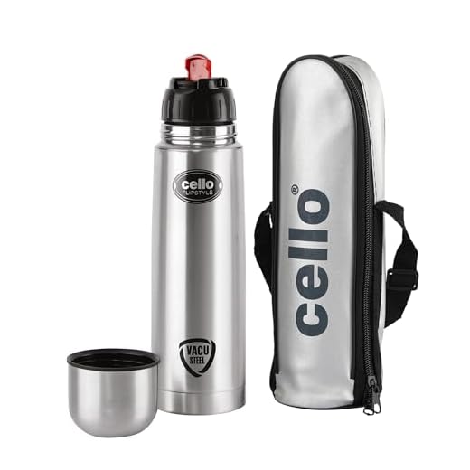 Cello Flip Style Stainless Steel, 1 Litre, Silver