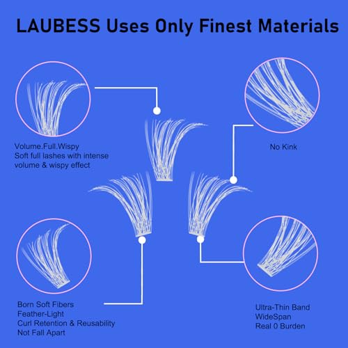 Image of Colored Lash Clusters LAUBESS White Colored Eyelash Clusters Wispy Colored Lash Extensions Colorful Lash Clusters Individual Lashes (White 40D-0.07D-Mix8-16)