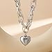 Heart Necklaces for Women Silver Heart Choker Necklace Cuban Chain Heart Necklace for Women Bling Chunky Heart Chain Necklace Big Heart Necklace Fashion Heart Shaped Pendant Necklace for Women