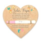 MYZWEL Du wirst Papa Schwangerschaft verkünden - Kreative Schwangerschaftsverkündung Holzplättchen mit Hanfseil, 14x11,5 cm, Werdender Papa Geschenk & Baby Verkündung Überraschung für Großeltern