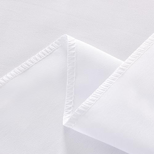 Image of 6-Pack Round 90-inch White Table Cloths, Solid Stain and Wrinkle Resistant Circular Tablecloth, Premium Plain Weave Polyester Fabric Table Linen Covers for Hotel, Banquet