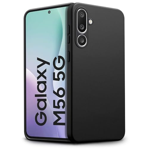 Image of WOW IMAGINE Back Cover for Samsung Galaxy M56 5G | Galaxy F56 5G | Ultra Slim Soft Rubberised Case | Inner Velvet Fabric | Matte Silicone Flexible Mobile Case | Camera Protection - Black