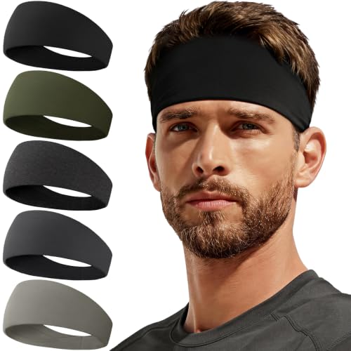 Image of Sweat Band, 5 Pack Headband Moisture Wicking for Running Sports