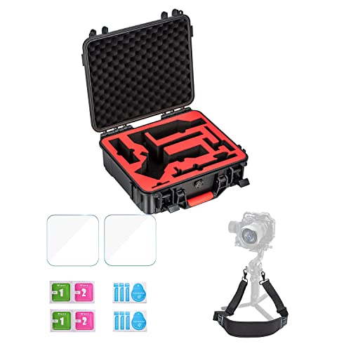 Supfoto RS 3 Zubehör Set, Hard Case für DJI RS 3, 3 in 1 Reise wasserdichte Tragetasche Koffer, Lanyard-Umhängeband, HD gehärtetes Glas für DJI RS3 Zubehör Cover