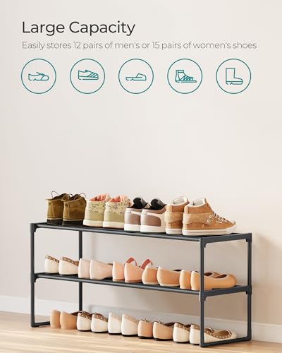 Image of SONGMICS Shoe Rack, 2-Tier Shoe Organizer, Metal Storage Shelf