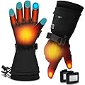 Heated Gloves for Men Women Rechargeable Battery Electric Gloves Waterproof & Double Windproof Winter Gloves for Camping Fishing Ski Hunting Riding Motorcycle Outdoor BK 2XL