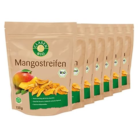 7x CLASEN BIO getrocknete Mango in Streifen, ungeschwefelt, vegan und glutenfrei Cover