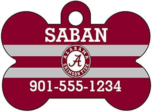 Miniatura 3 de ShopInstaPets Etiqueta de identificación de mascotas de la NCAA personalizada con nombre y número (Alabama Crimson Tide)