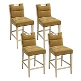 CADRE EN BOIS - Le tabouret haut bar est doté d'un cadre en bois robuste avec une structure classique à 4 pieds, offrant un soutien stable. Des patins réglables à la base s'adaptent à différents types de sols, garantissant ainsi l'équilibre.