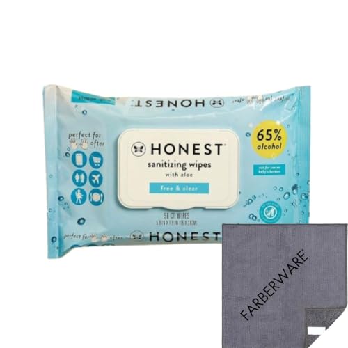 Image of CAMEO 9 Honest' Bulk Pack-Wipes Made With Aloe | Unscented, 450 Count (9 Packs of 50) Bundled with MICROFIBER CLEANING CLOTH