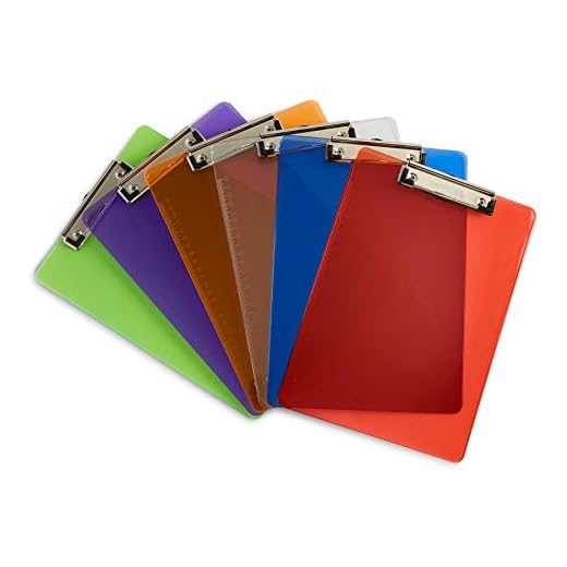 6 Pack Assorted Transparent Color Plastic Clipboards, 2.3mm Heavy Duty Board, Low Profile Clip, Clipboards for Classrooms, Offices, Restaurants, Doctor Offices, 6 Plastic Clipboard Pack