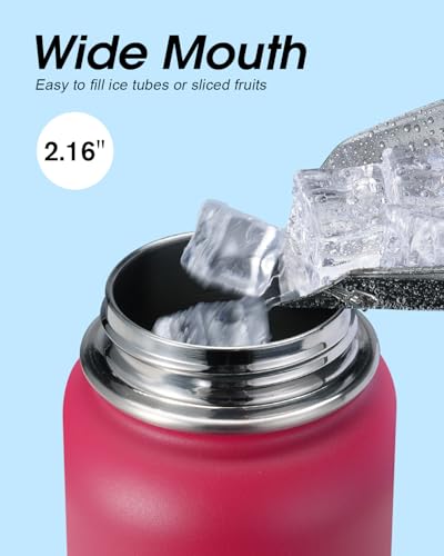 Image of Coolflask 24 oz Insulated Water Bottle with Straw & 3 Leakproof Lids