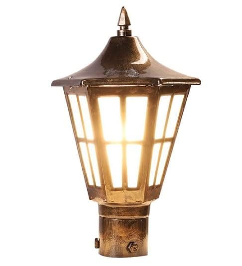 NIKETNUM Outdoor Gate Light in Antique Finish Pillar Lamp Frosted Glass Waterproof Post Light for Main Gate, Terrace, Boundary Without Bulb (Pack of 2 Pcs) 3