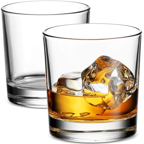Image of Florion Fashioned Italian Whiskey Glass - Heavy Base Rocks Barware Glasses for Scotch, Mixed Drinks, Wine, Bourbon, Juice, Water and Cocktail Drinks (Pack of 4)