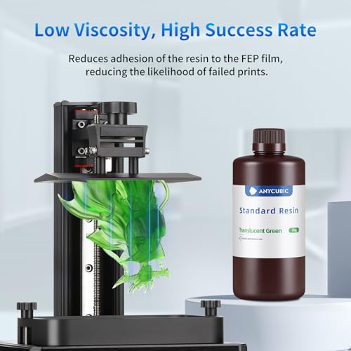 Image of ANYCUBIC 3D Printer Resin, 405nm SLA UV-Curing Resin with High Precision and Quick Curing & Excellent Fluidity for LCD 3D Printing (Clear Green, 1kg)