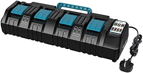 18V 4 Port Charger DC18SF for Makita 14.4V-18V Lithium Batteries BL1850 BL1815N BL1830 BL1840 BL1850 BL1860 YEX-BUR 3A Rapid Charger with 2 USB Ports, Replace DC18RD DC18RE DC18RC
