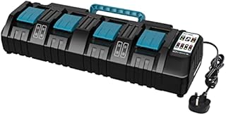18V 4 Port Charger DC18SF for Makita 14.4V-18V Lithium Batteries BL1850 BL1815N BL1830 BL1840 BL1850 BL1860 YEX-BUR 3A Rapid Charger with 2 USB Ports, Replace DC18RD DC18RE DC18RC