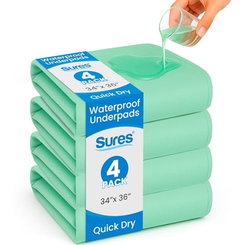 SURES Washable Bed Pad 34x36 4-Pack