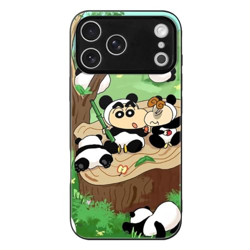 クレヨンしんちゃん パンダ iPhone17ProMax用スマホケース 強化ガラス 携帯ケース Phone17/Air/Pro/Promax/Plus用 TPU 耐衝撃 ワイヤレス充電