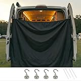 RSDKL 7x6 ft Van Privacy Curtain in Cab, Rear Door Shower Curtain with 4 Pack Magnetic and 2 Pack Ground Stakes Hooks Adjustable Camping Curtain Changing Car Cover for Truck Travelling