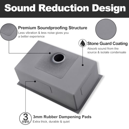 Image of 28 Inch Undermount Kitchen Sink Black, 28x18 Gunmetal Black 16 Gauge Stainless Steel Single Bowl Under Mount Commercial Kitchen Sinks 9 Inch Deep Includes Drain