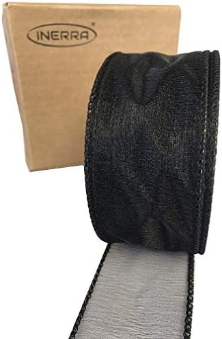 INERRA Chiffon Ribbon - Luxury Wired Edge 20 Metres x 50mm (Black)
