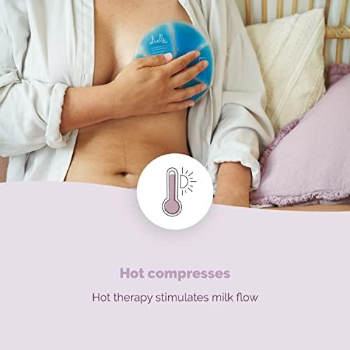 Livella Breast Gel Pads 3-in-1 Hot & Cold Compresses for Use During Breastfeeding - Compatible with Breast Pump - Soothes Breasts & Stimulates Milk Flow - 2 Thermal Gel Pads & 2 Fleece Covers