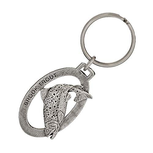 Image of Brook Trout Keychain, Pewter, F007KC, 1 3 /4 inch, 100% Handmade in the USA, Brookie, Metal Keychain, Fish Keychain, Keys, Key Ring, Key Fob, Key, Key Chain, Fishing Gift, Over 200 Fish Designs Available.