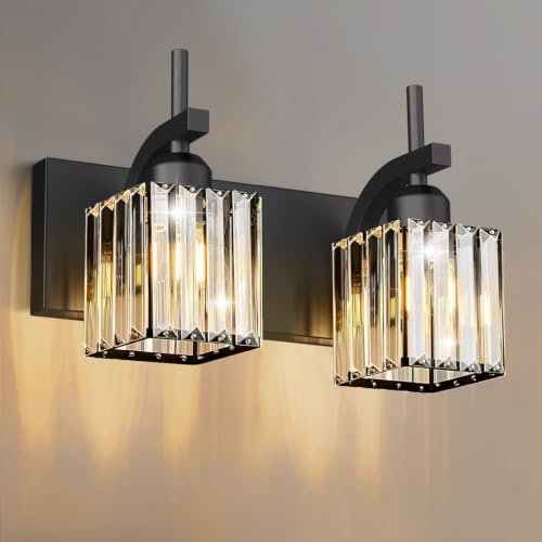 LKHF Black Crystal Vanity Light, 2-Light