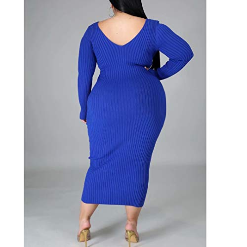 Image of Women's Plus Size Sexy Long Sleeve Maxi Sweater Off Shoulder Knit Dress