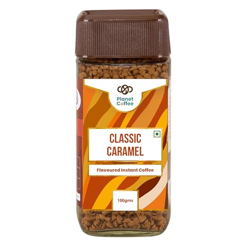 Image of Planet Coffee | CLASSIC Caramel Coffee | 100 Gms Jar | Pure Arabica | Freeze-Dried Instant Coffee | No Added Sugar | Makes 50 Cups | Medium Roast | Flavoured Coffee