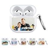 Custom Case for AirPods 4, Photo Case for AirPods 4th Generation 2024, Protective Soft TPU Easy to Carry Photo Cover, Custom Photo Name Earphone Cover with Keychain and Secure Lock, Clear