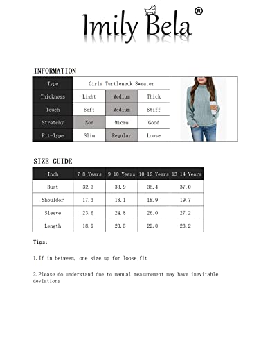 Imily Bela Girls Turtleneck Sweaters Kids Batwing Sleeve Knit Clothes Chunky Pullover Jumper A-Orange #TOP3