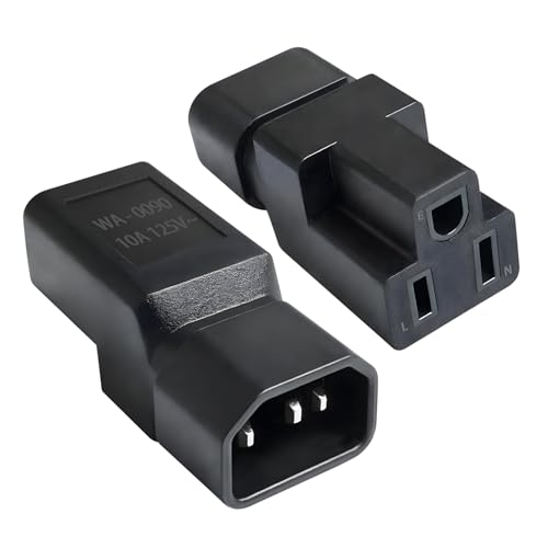 2 Pack IEC320 C14 Male to Nema 5-15R PDU USA UPS Extension Power Plug Adapter,IEC C14 Male Plug to Nema 5-15R US 3 Pin Female Power Adapter Connector