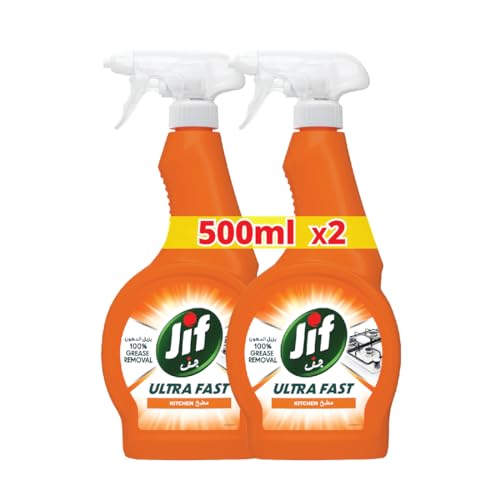 JIF Ultra Fast Cleaner Spray for Kitchen 100% tough grease removal 500ml x 2
