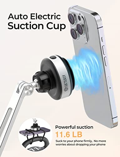 Sucteasy Cell Phone Stand With Electric Suction Cup, Adjustable Height & Angle Phone Stand For Desk, Phone Holder Stand Compatible With All Phones Tablet, Iphone Stand For Work, Video, Office, Home #TOP2