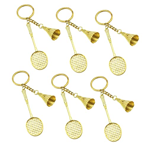 Porte-clés badminton robuste en alliage de zinc doré avec pendentif rose chic