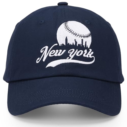 Fcexanthon Personnalisation City Embroidered Baseball Hat for Men Women Youth Team Color Cap Trucker Hats Fans Gifts (US Alpha One Size NYY-Navy)