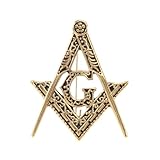 Freemasonry Brooch Pins for Women, Masonic Brooch Pin, Retro Freemasonry Compass Brooch Lapel Pin, Classic Masonic Brooches Pins for Women Hat Bag Suit Dress Accessories Jewelry (Gold)