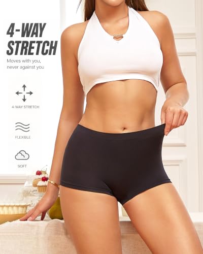 Image of Womens Boyshorts Underwear Seamless Boxer Briefs Full Coverage Soft Stretch Boxer Shorts For Women 4 Pack