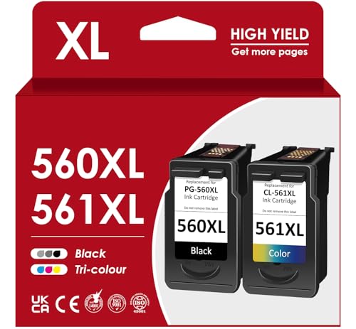 560 561 XL Ink Cartridges PG-560 CL-561 XL Catridges Replacement for Original Canon Ink Cartridges 560 561XL Multipack for Canon Pixma TS5350i TS5351i TS7451i TS5350 ts5350a TS5353 TS7450a TS7451a