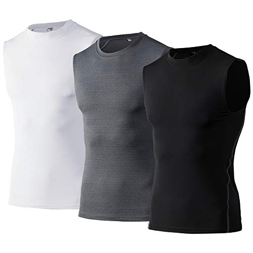 Andoer 3 camisas de compressão Baselayer treino sem mangas colete de treino