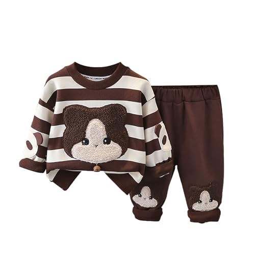 Children's Autumn Suit Boys and Girls Spring and Autumn Fashion Hoodie Autumn Sports Two Set Infant (Coffee, 4-5 Years)